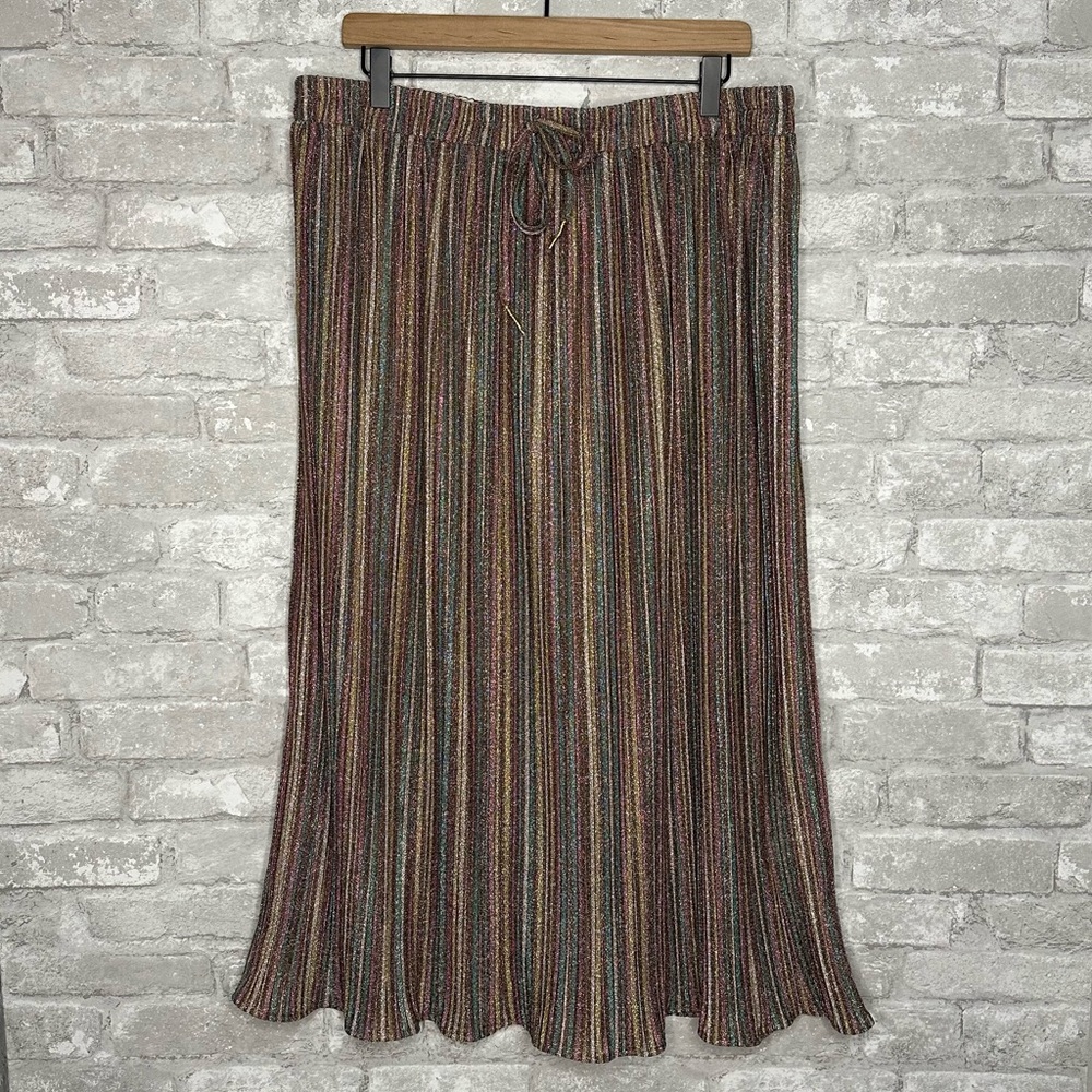 ARULA Colorful Shimmer Midi A-Line Skirt